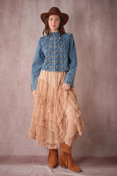 Blue B Washed Denim Napoleon Jacket