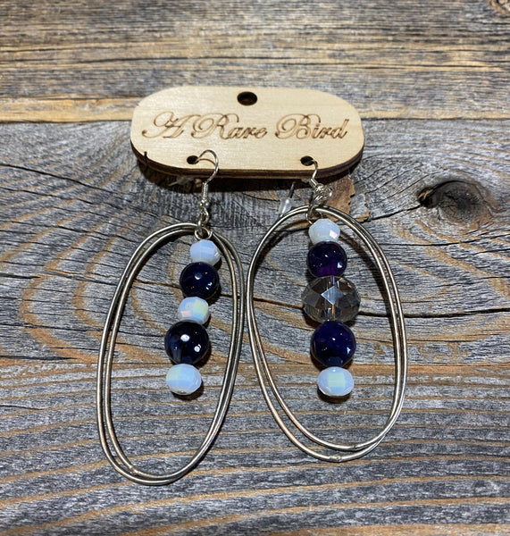 Oval Purple Dangle Earrings