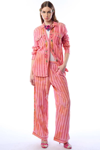 Aratta | Women's Fashion - Be My Valentine Pants | Floral Cotton Pants | Flowy Pants: Vintage Rose / XL