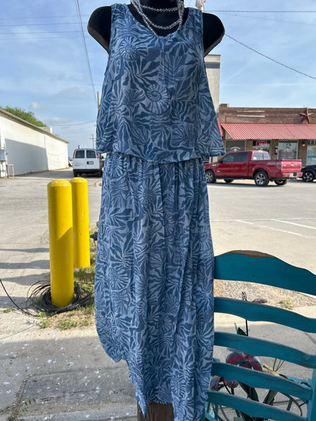 BLUE POPOVER DRESS