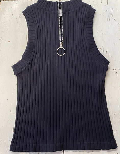 Ribbed Zip-Up Tank