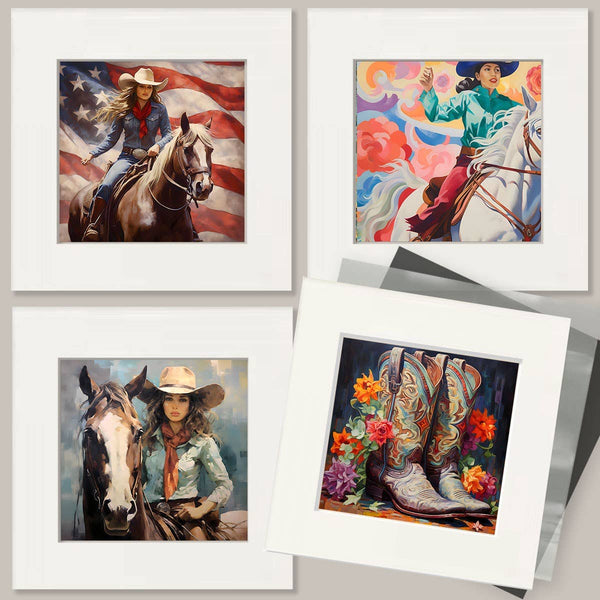 Mowbi - Cowgirl #11 - Wall Art Prints - Western Decor  8"x10" Artwork - 11"x14" Mat