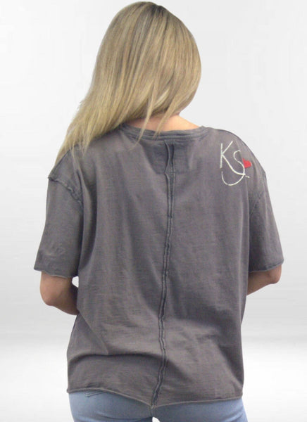 Caite & Kyla - IVY TEE | Elevated Graphic Tee with Embroidered Details: IVORY / XL