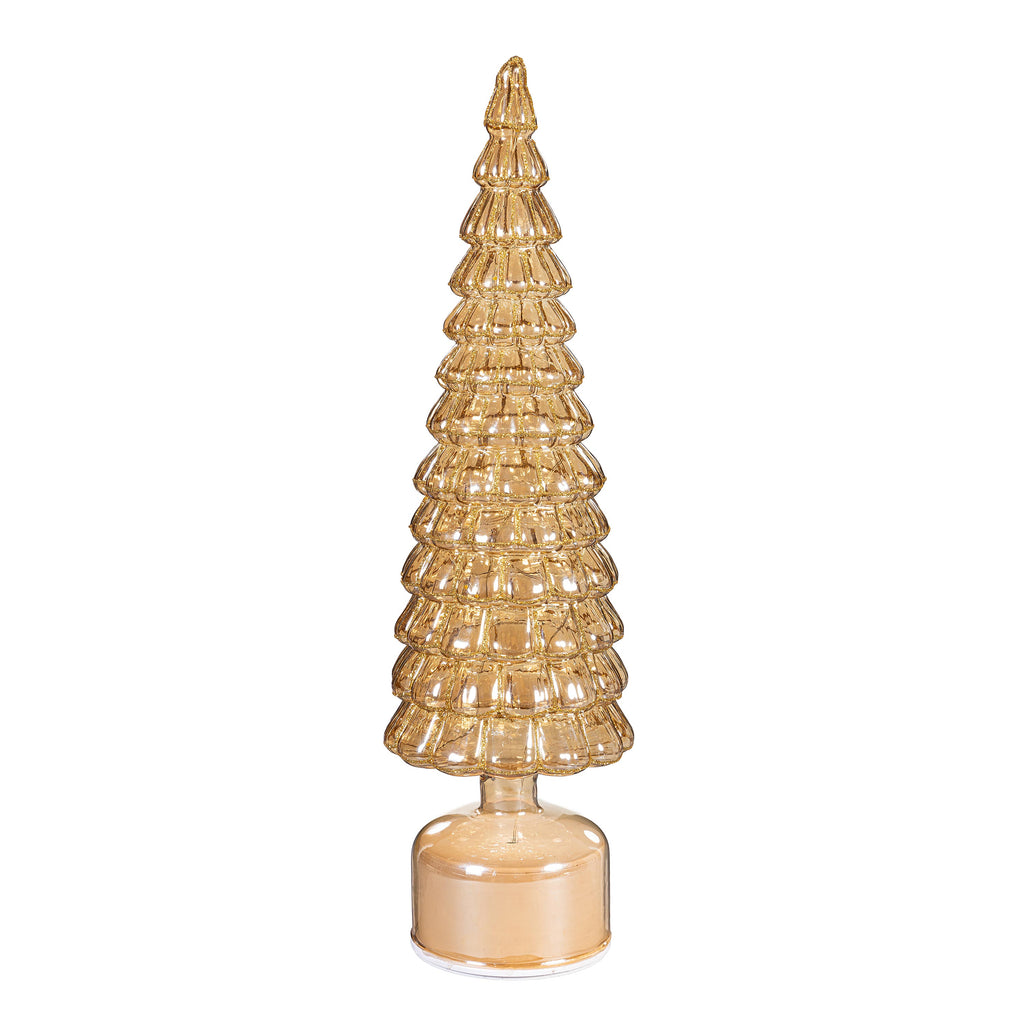 LED Table Decor Tree Rotating Metallic Glass