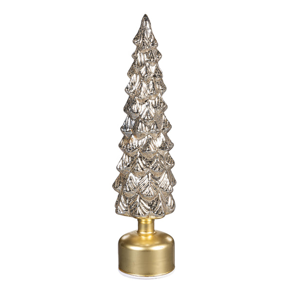 LED Table Decor Tree Rotating Metallic Glass