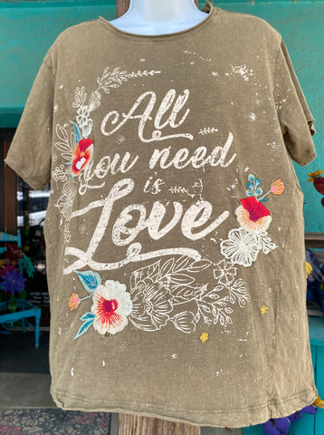 All You Need Is Love Emoidered Tee