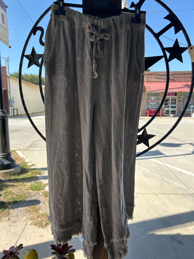 Long Frayed Gauze Pants