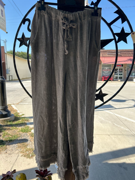 Long Frayed Gauze Pants