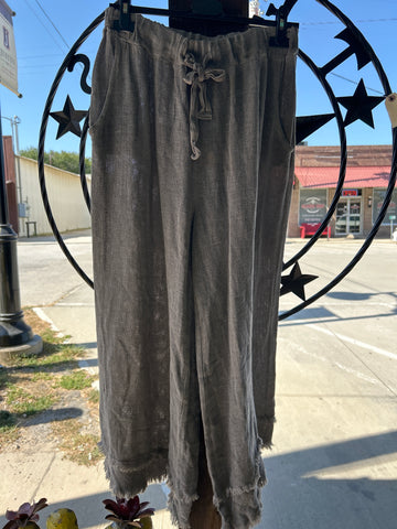 Long Frayed Gauze Pants