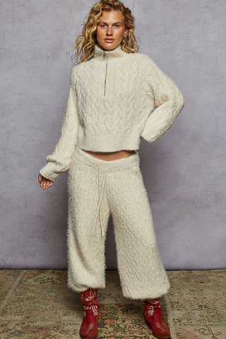 Powder Cream Fluffy Lounger Pants