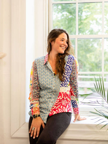 Avani Del Amour - Mixed Print Patchwork Shirt: TALAVERA