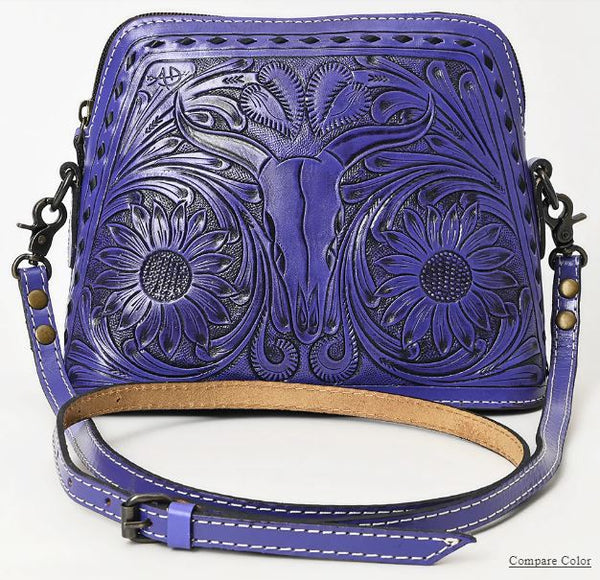 Tooled Leather Crossbody Handbag