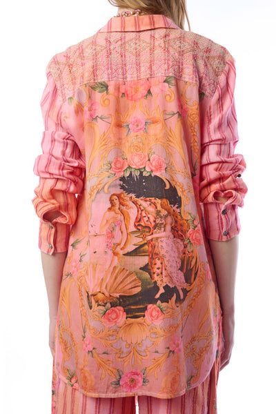 Aratta | Women's Fashion - Be My Valentine Shirt | Floral Button Down | Long Sleeve Top: Vintage Rose / XL