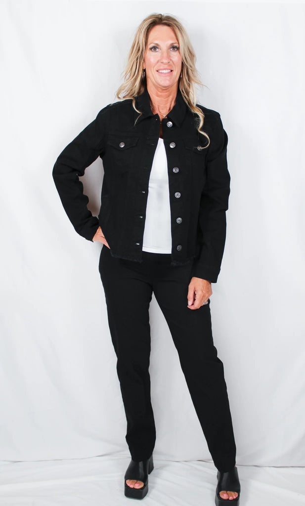 Black- Denim Jacket Frayed Edge