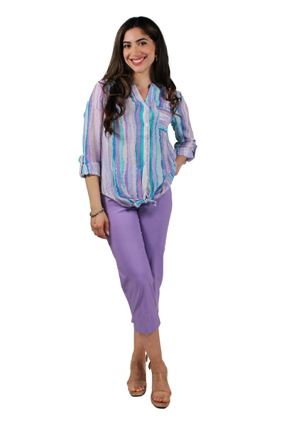 Lapse Orchid Long Sleeve Button Front Blouse