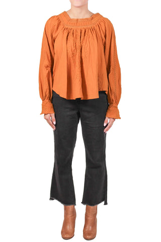 Burnt Orange Embroidered Blouse