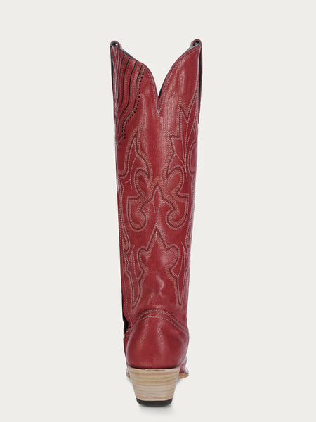 EMBROIDERY TALL TOP RED SNIP TOE COWBOY BOOT