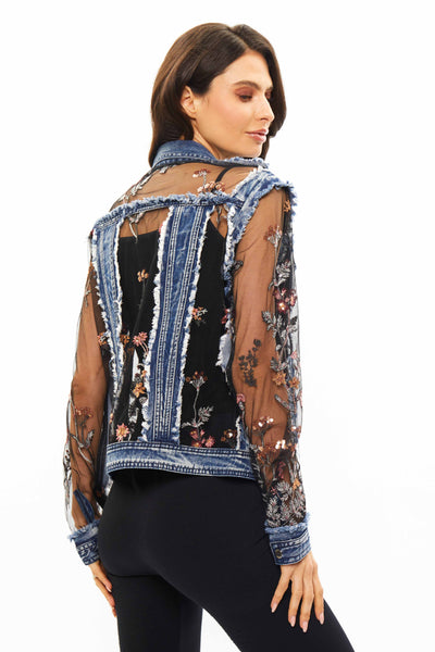 Floral Lace & Embroidered Denim Jacket