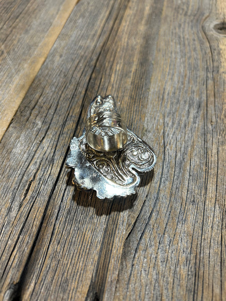 CARVED BONE DONKEY RING