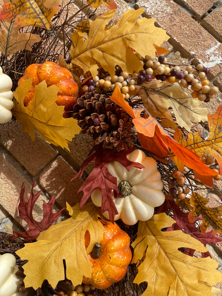 24'' Thanksgiving Faux Pumpkin & Gourds Wreath