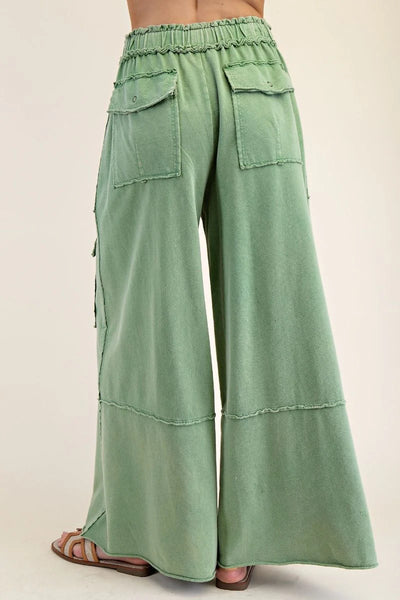 MINERAL WASHED TERRY KNIT CARGO SWEATPANTS (7 Colors)