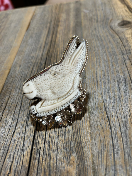 CARVED BONE DONKEY RING