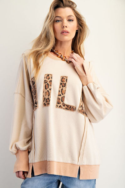 Leopard “Wild” Oversized Terry Pullover