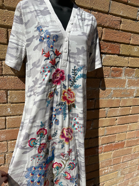 GERDINE CAMO MIDI DRESS