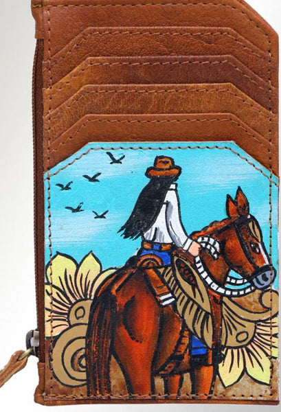 Hand Painted Leather Cowgirl Wallet