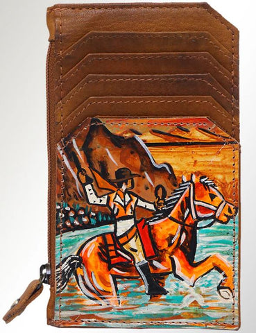 Hand Painted Leather Western Wallet