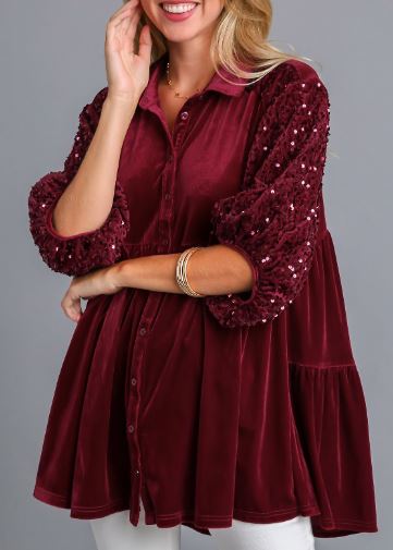 Wine Velvet Tunic Dress