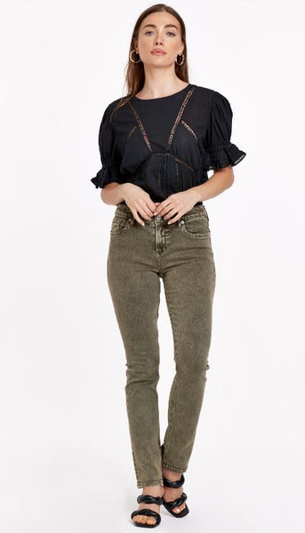 OLIVE BLAIRE HIGH RISE ANKLE SLIM STRAIGHT JEANS