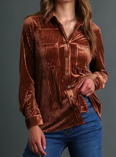 Copper Velvet Collared Top