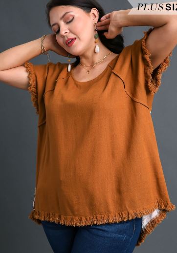 Linen Blend Scoop Neck Shirt-3 COLORS