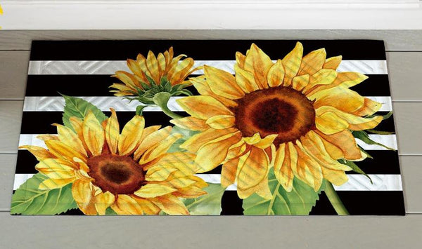 Striped Sunflowers Embossed Mat