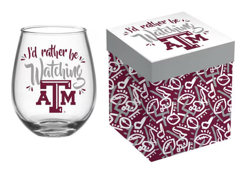 Texas A&M Aggies 17oz. Boxed Stemless Wine Glass