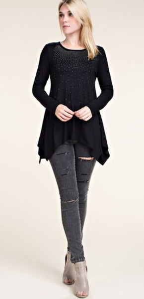 Black Long Sleeve Dazzle Top