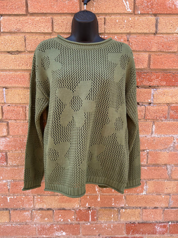Basil Mesh Flower Sweater