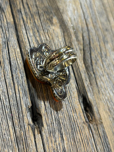 ORANGE STONE CACTUS RING/ PENDANT