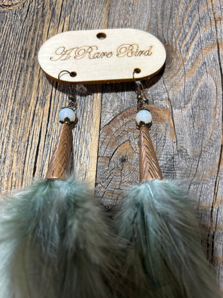 Handcrafted Sage Feather Earring