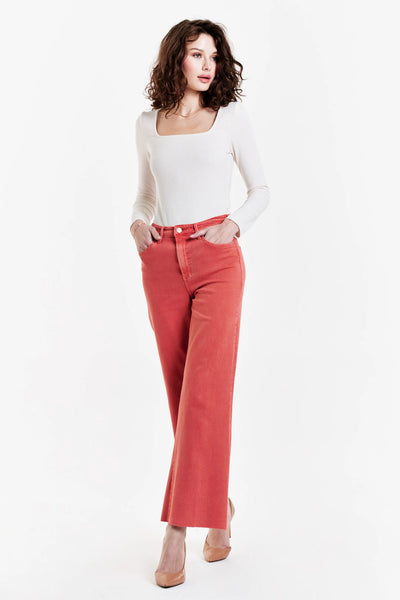 FIONA SUPER HIGH RISE WIDE LEG JEANS PERSIMMON