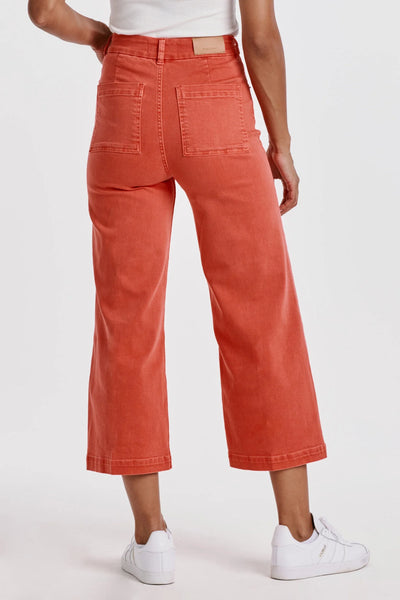 AUDREY SUPER HIGH RISE CROPPED WIDE LEG COLOR JEANS RADIENT RED