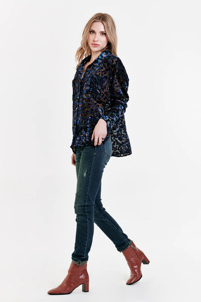ARIANNA FRONT TIE SHIRT BLUE SPOTS