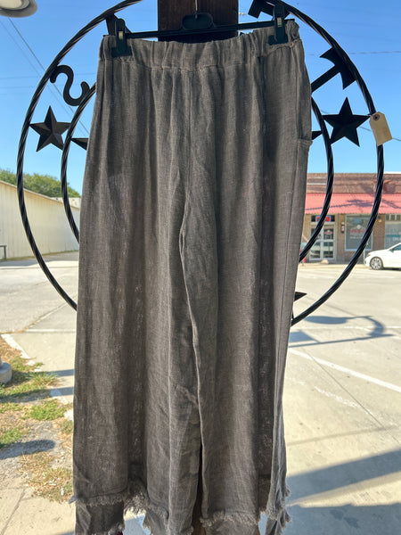 Long Frayed Gauze Pants