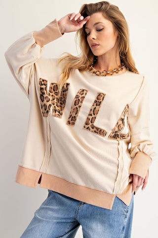 Leopard “Wild” Oversized Terry Pullover