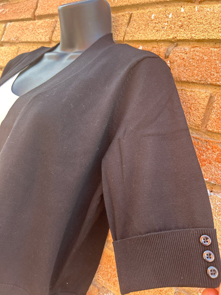 ELBOW SLEEVE BLACK CARDIGAN