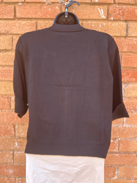 ELBOW SLEEVE BLACK CARDIGAN