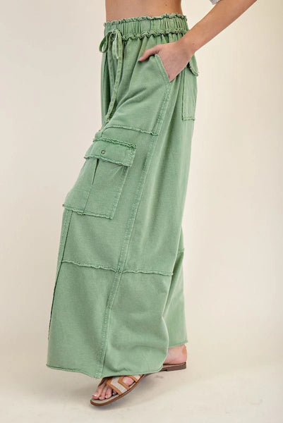 MINERAL WASHED TERRY KNIT CARGO SWEATPANTS (7 Colors)