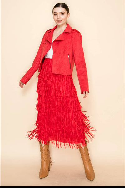 WAY Poly Fringe Skirt  (7 colors)