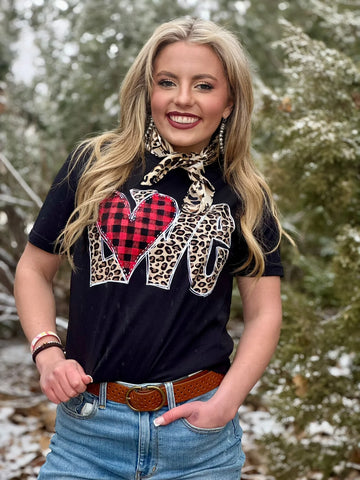 Leopard Love with Plaid Heart Tee